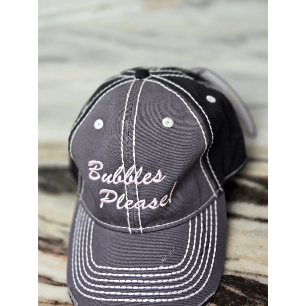 Adams Bubbles Please Baseball Cap Hat Charcoal Black Pink Contrast Stitch RM102